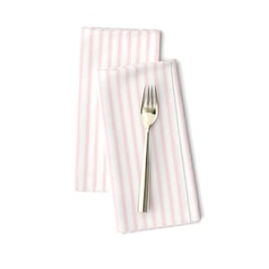 Preppy Dinner Napkins Set of 2 - Traditional Thin Stripe Pink And White Classic Ticking Pillow Cloth Napkins - Ticking Stripe Pink by dept_6