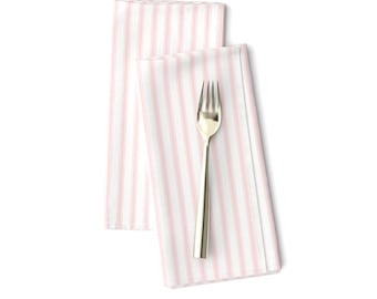 Preppy Dinner Napkins Set of 2 - Traditional Thin Stripe Pink And White Classic Ticking Pillow Cloth Napkins - Ticking Stripe Pink by dept_6