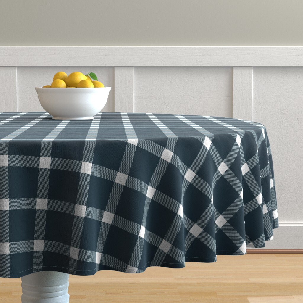 Tablecloth Black And White Check Plaid Buffalo Gingham Cotton Sateen 
