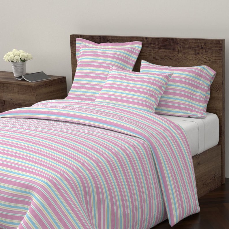 Watercolor Lines Geo Modern Cotton Sateen Pillow Sham Bedding by Spoonflower Striped Pillow Sham Multi Color Stripe by haleeholland