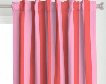 Cabana Stripe Curtain Panel - 3" Wide Pink Stripe by vivdesign - Candy Pink Large Scale Traditional Custom Curtain Panel by Spoonflower