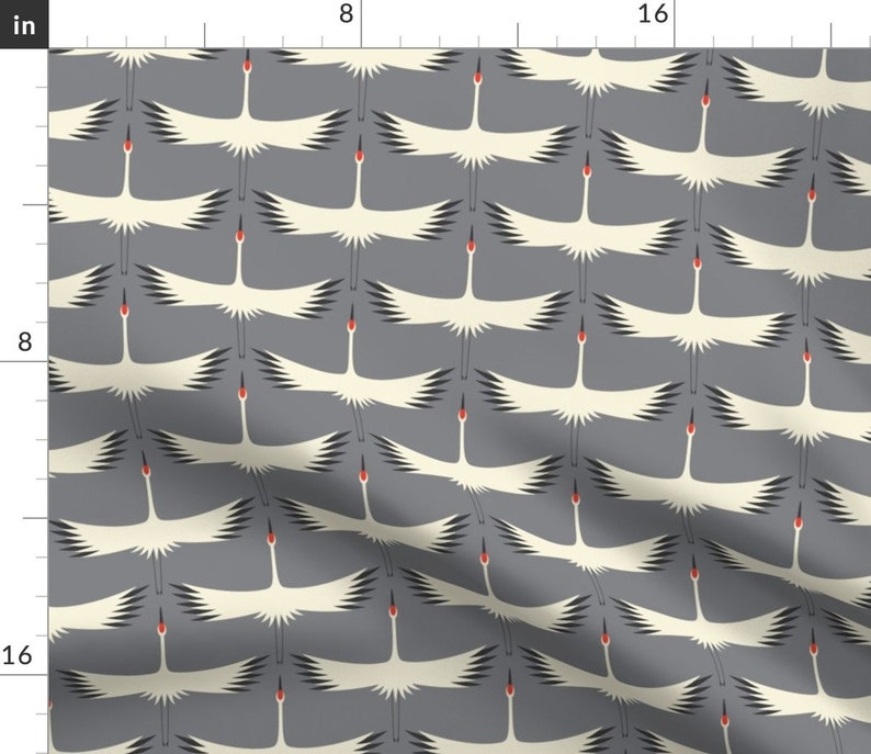 Whooping Crane Dinner Napkins - Whooping Crane Set of 2 Smoke by katerhees Endangered Species Cloth Napkins by Spoonflower