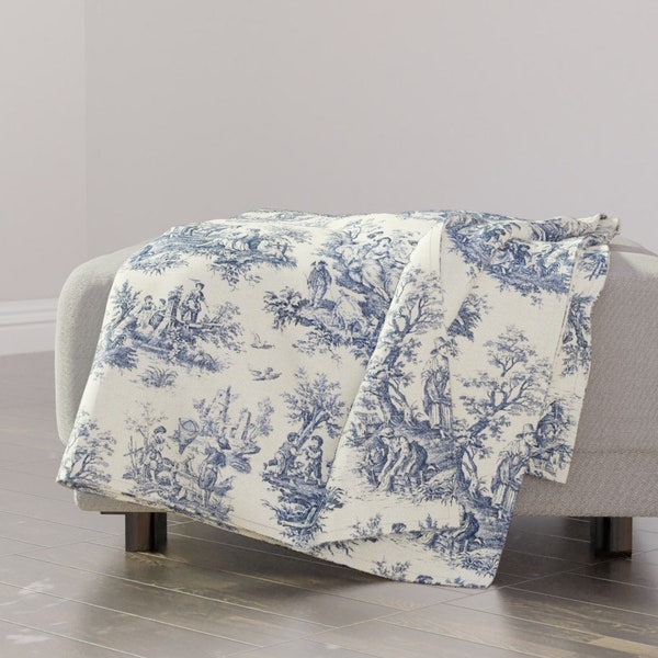 Klassieke Toile Throw Deken - Toile De Jouy door cynetik - Victoriaanse Vintage Geïnspireerde Romantische Klassieke Gooi Deken met Spoonflower Stof