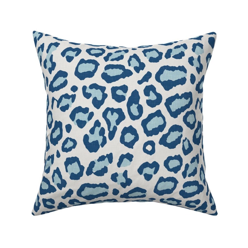 Blue Animal Print Throw Pillow Etosha Leopard in Blue by Etsy