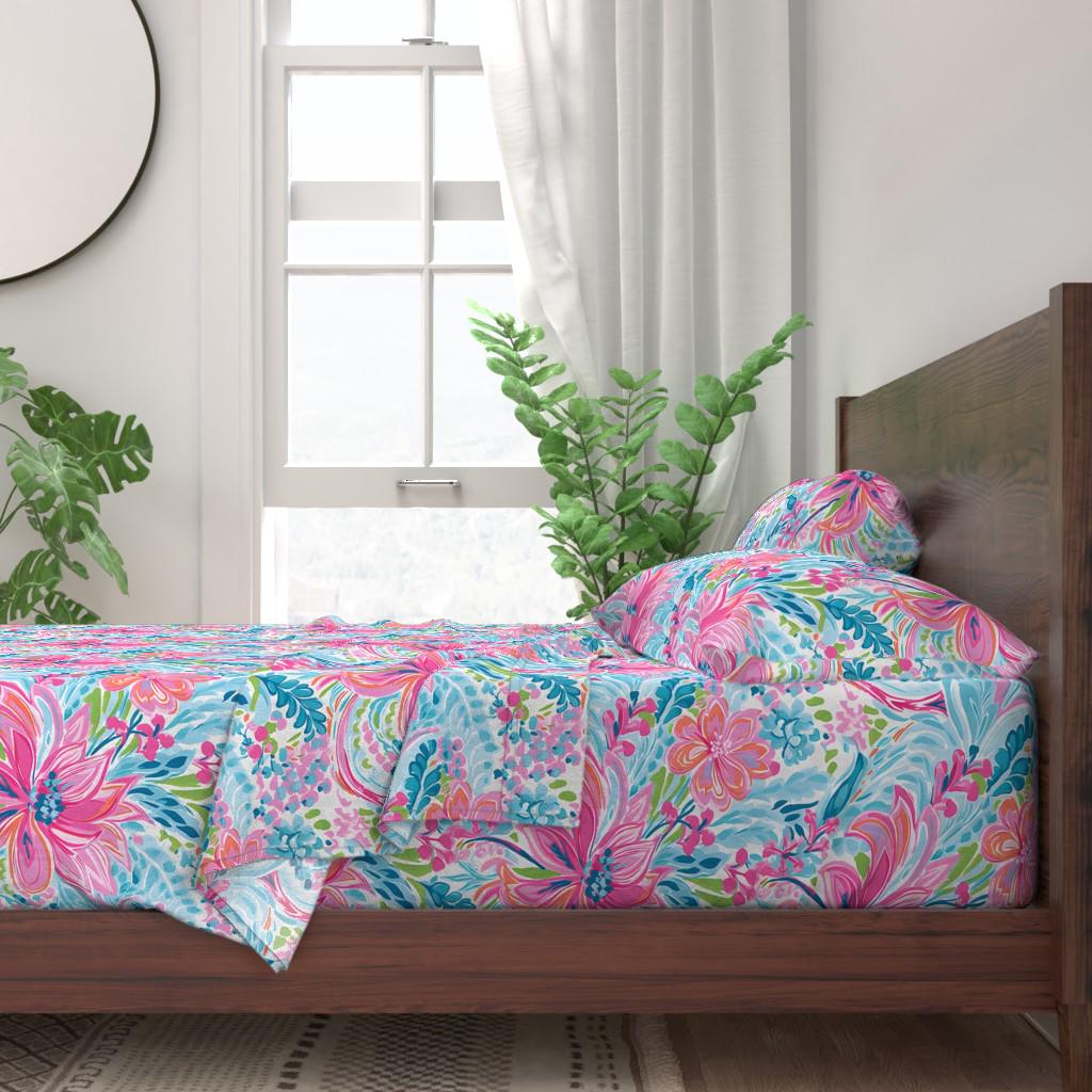 Bold Pink Floral Sheets - Pink Bouquet by Cherylgrahamdesigns - Palm ...