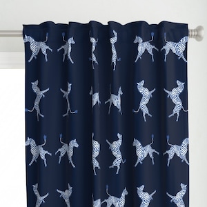 Zebra Stripe Curtain Panel - Zebra Navy And Blues by danika_herrick - Blue Zebras Whimsical Safari Custom Curtain Panel by Spoonflower