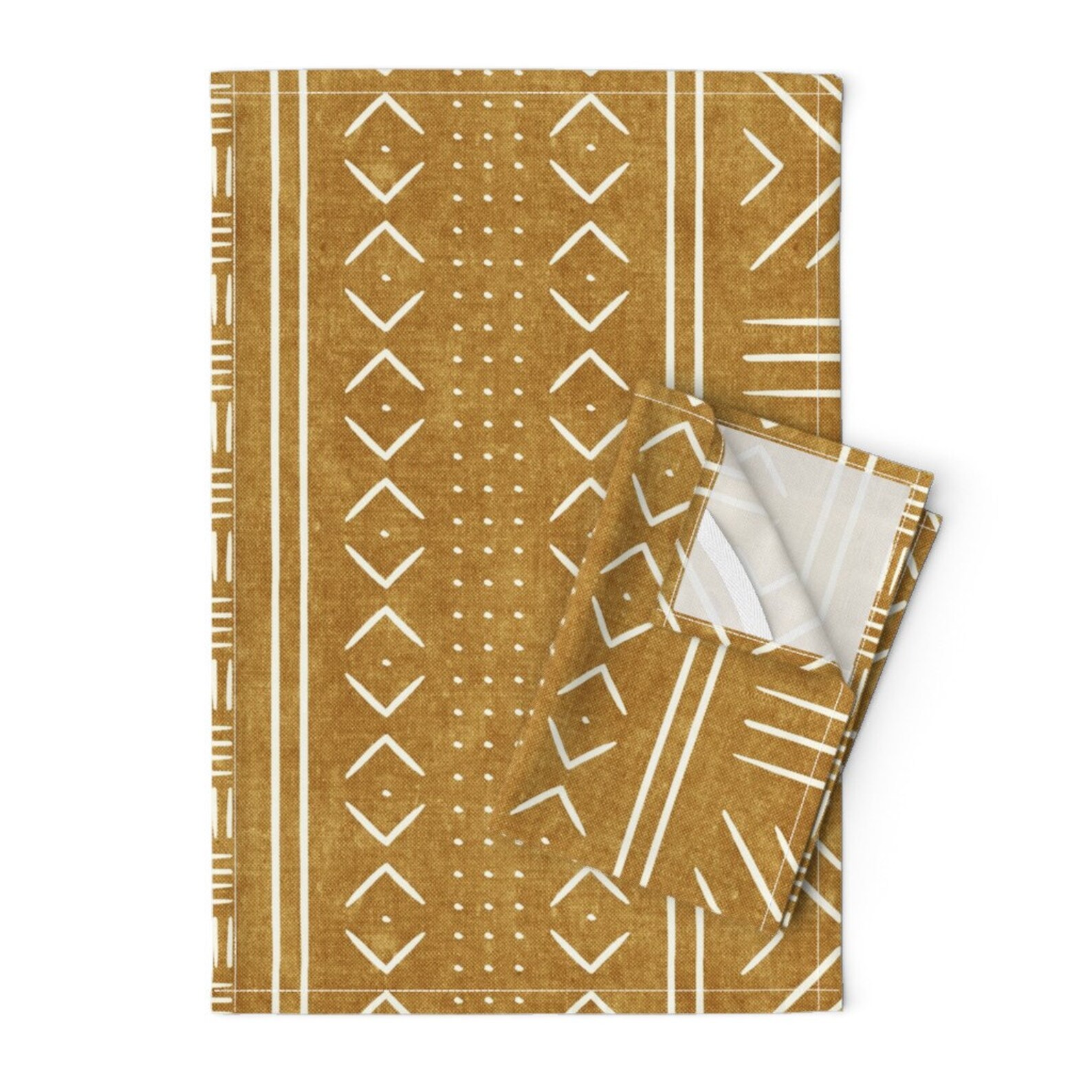Mustard Gold Tea Towels Set of 2 Mudcloth Tribal par Etsy