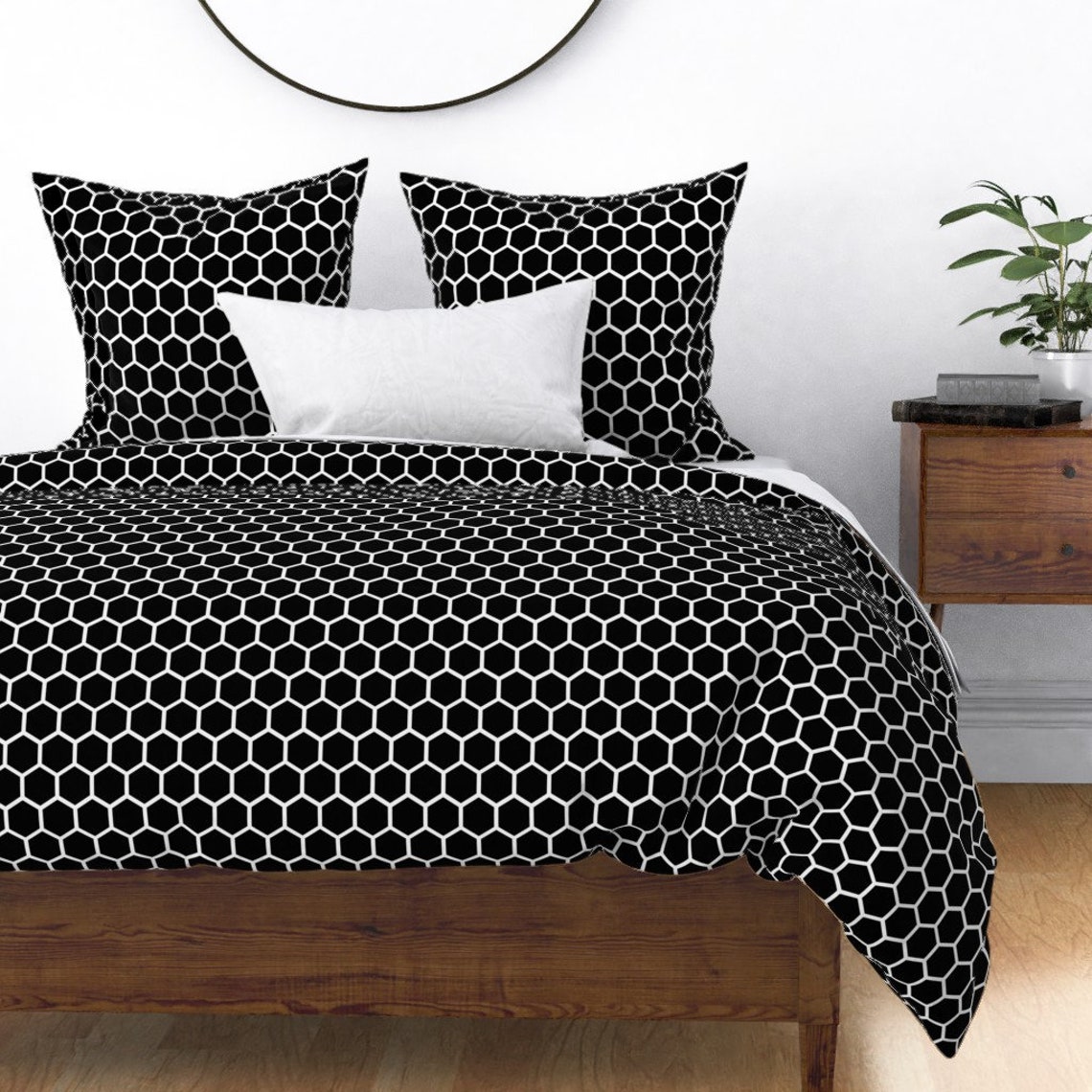 Hexagon Duvet Cover Pattern by mkokolo Black Etsy