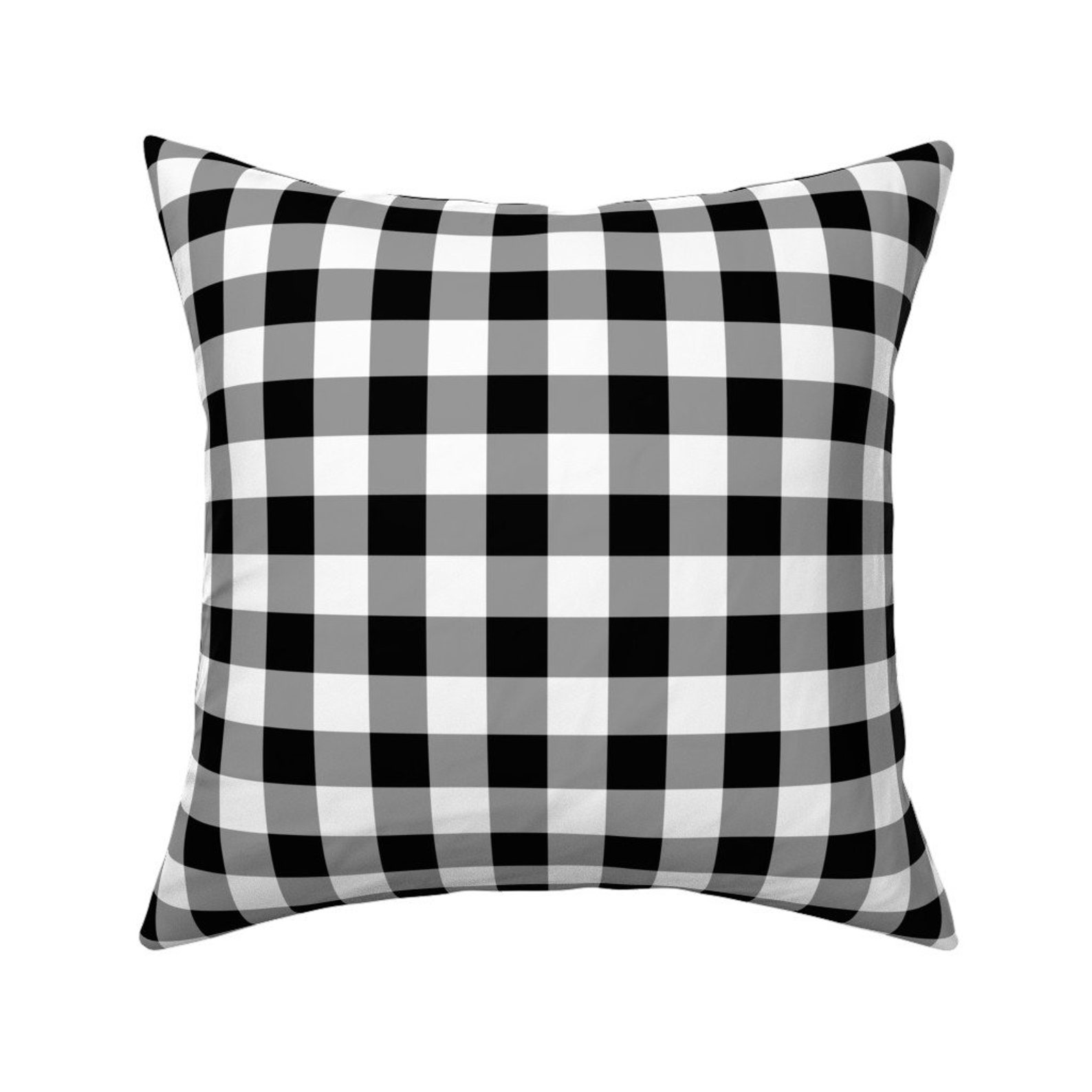 Plaid Throw Pillow Gingham Black and White and Grey by Etsy