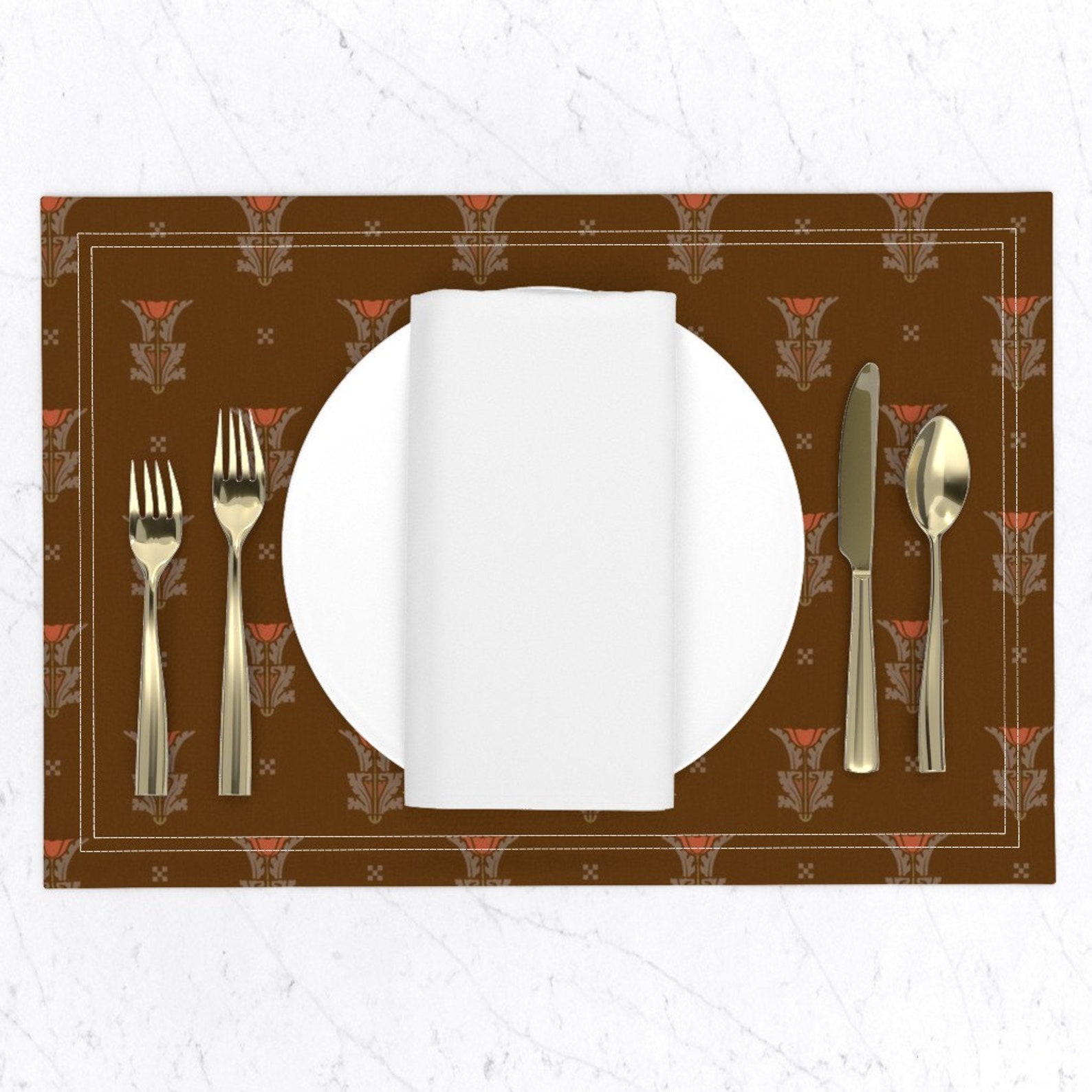 Victorian Inspired Placemats set of 2 Poppies Bronze by Etsy