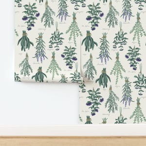 Kräuter-Tapete (nicht geklebt) Typografie Aromatische Apotheke Heilkräuter – Heilkräuter von fernlesliestudio Tapete von Spoonflower