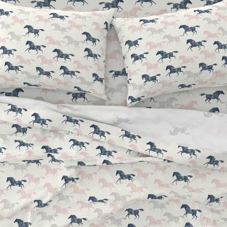 Blush Pink Horses Sheets Wild Horses by Littlearrowdecor Etsy