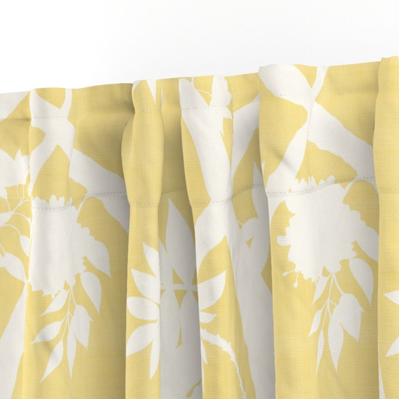 Chinoiserie Curtain Panel Yellow Peony Branch by danika_herrick Butter Yellow Cream Floral Timeless Custom Curtain Panel by Spoonflower image 3