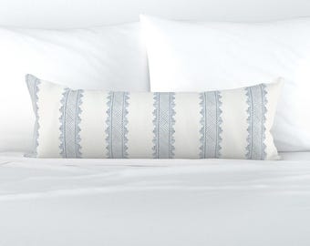 Preppy Blue Stripes XL Lumbar Pillow - Clarabelle Stripes by danika_herrick - Rococo Extra Large Rectangle Lumbar Pillow by Spoonflower