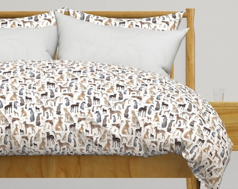 Dog Bedding - Greyhound Whippet Lurcher by elena_o'neill_illustration_ - Pet Cotton Sateen Duvet Cover OR Pillow Shams by Spoonflower