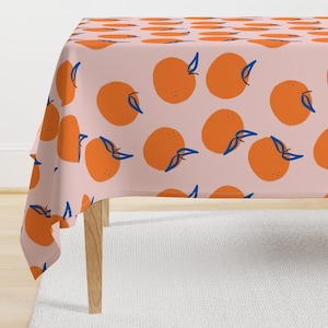 Pink Tablecloth - Clementines - Large Scale by tarareed - Orange Fruit Modern Baby Kids Nursery Cotton Sateen Tablecloth by Spoonflower