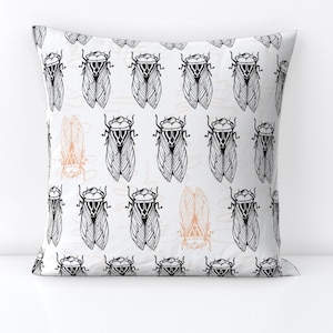 Cicada Throw Pillow - Cicadas by pinky_wittingslow - Insects  Summer Large Scale Bugs Decorative Square Throw Pillow by Spoonflower