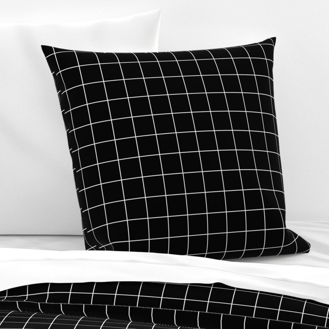 Grid Pillow Sham White and Black Windowpane Check by Etsy