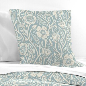 Blue Wildflowers Bedding - French Country Cottage by thatpolymath_shellym - Cream Floral Pastel Cotton Sateen Duvet Cover OR Pillow Shams image 8