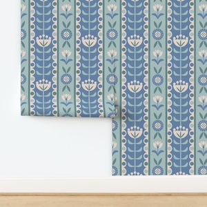 Floral Non-Pasted Wallpaper - Scandi Stripe by gartmanstudio - Stripe Scandinavian Wallpaper Double Roll by Spoonflower