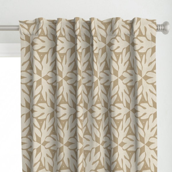 Neutral Abstract Curtain Panel - Coral Rockets by fischkandi - Coastel Retro Taupe Beige Nautical Nature Custom Curtain Panel by Spoonflower
