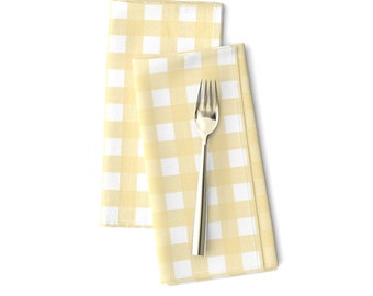 Light Yellow Gingham Dinner Napkins (Set of 2) - Butter Yellow Check by danika_herrick - Country Sweet Spring Cloth Napkins by Spoonflower