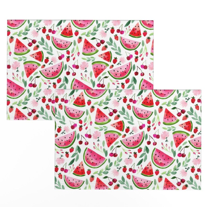 Summer Placemats set of 2 Watermelon Berry by Etsy