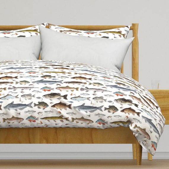 fish lure bedding Fishing Duvet Cover Digitally printed with fishing icons and phrases 2 FISH KING PILLOW SHAM