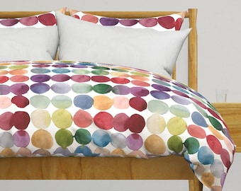 Watercolorrainbow Bedding - Large-scale Colorful Spots by ilincamaican - Kids Room  Cotton Sateen Duvet Cover OR Pillow Shams by Spoonflower