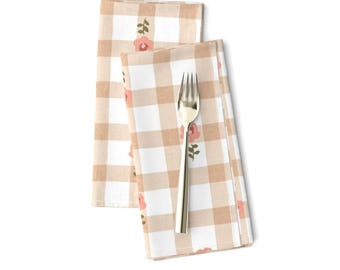 Cottagecore Gingham Check Dinner Napkins (Set of 2): Handmade Cloth
