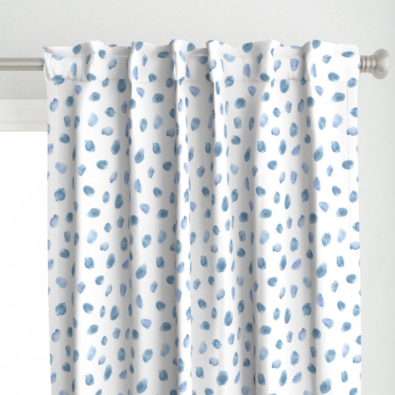 Blue Curtain Panel Baby Blue Watercolor Stains by Etsy