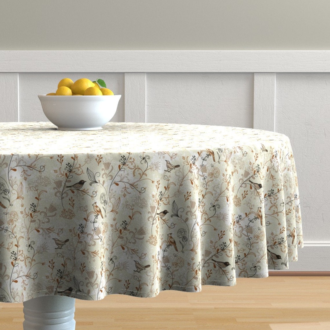 Bird Round Tablecloth Birds by Innaogando Floral Nature Etsy