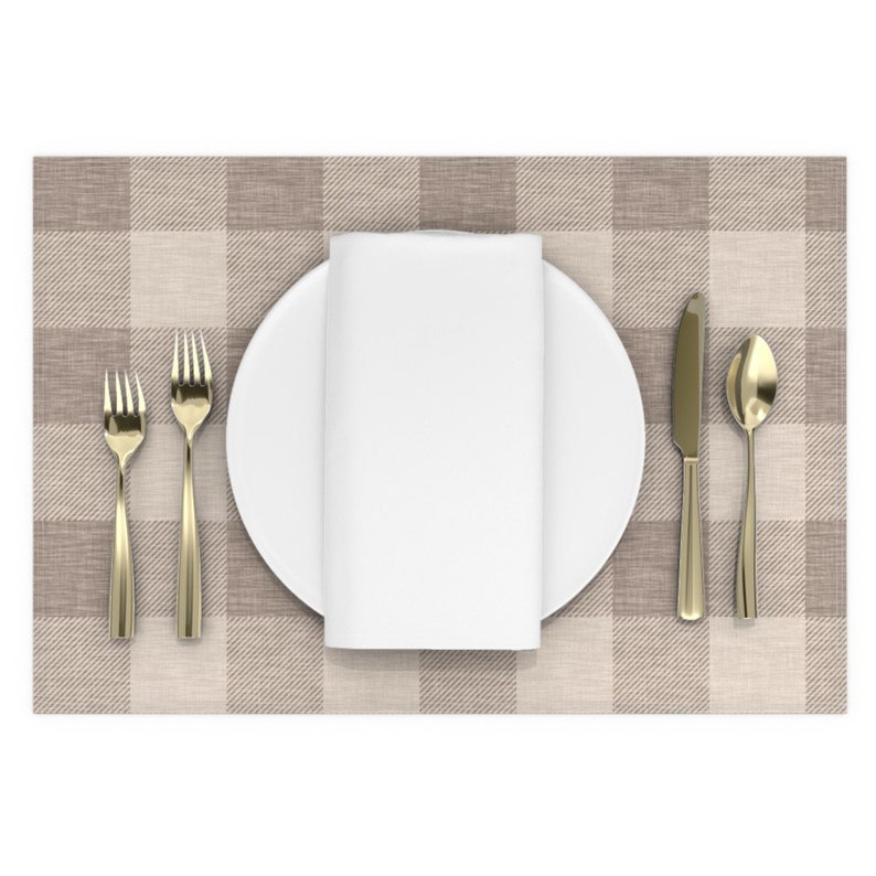 Plaid Placemats Set of 2 2 Buffalo Check Light Brown by Etsy