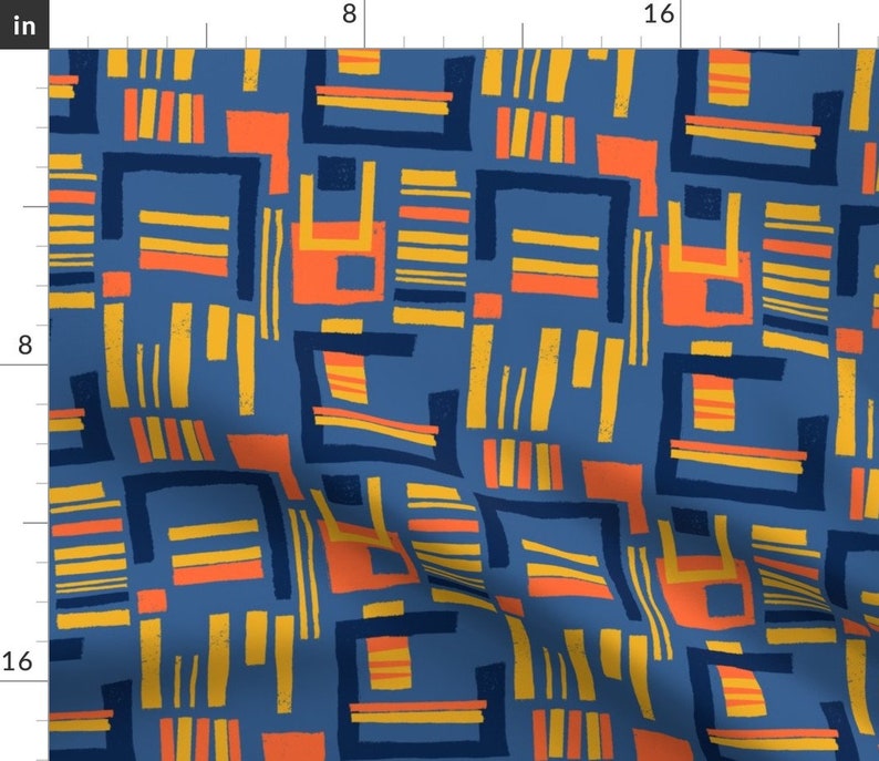 Abstract Table Runner Geometric Modern Mid-century Cotton Sateen Table Runner by Spoonflower Fiesta Maze by elizabeth/_hale/_design