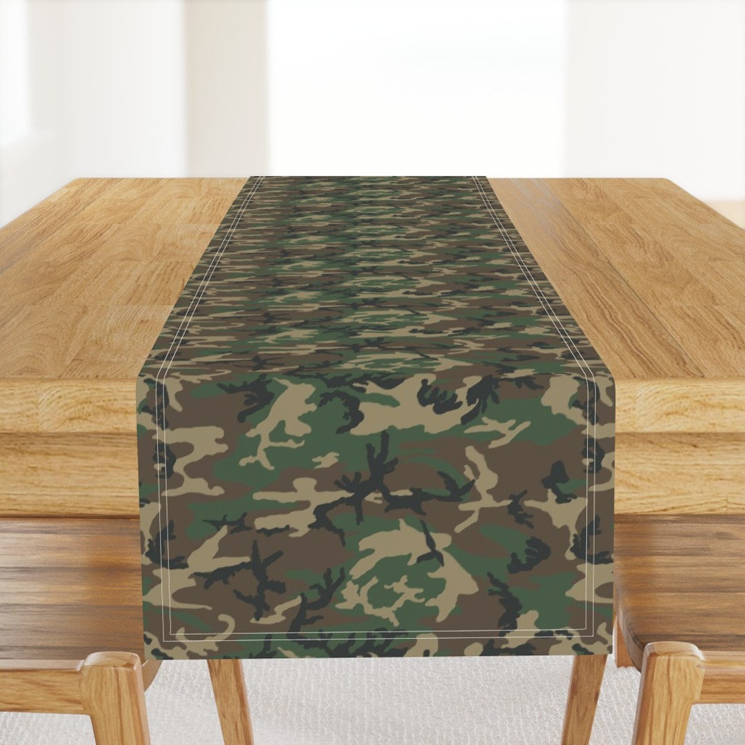Camouflage Table Runner Woodland Camo by Ricraynor Brown Green Hunting