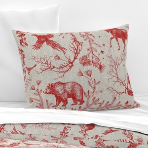 Woodland Toile Bedding - Winter Toile by nouveau_bohemian - Winter Holidays Cotton Sateen Duvet Cover OR Pillow Shams by Spoonflower image 2