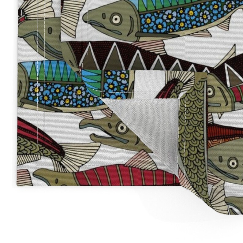 Fish Placemats set of 2 Alaskan Salmon White by Scrummy Etsy