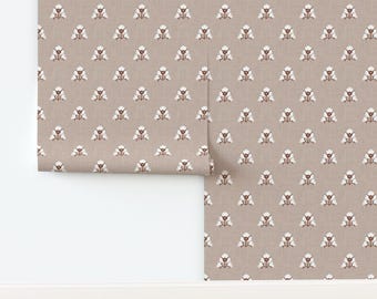Simple Non-Pasted Wallpaper Rustic Farmhouse Cottagecore Country Cotton - Cotton Bloom by carolinerauschdesign Wallpaper by Spoonflower