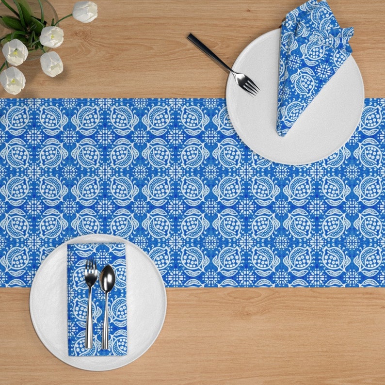 Fruit Table Runner Spanish Tile N8 Pomegranate by Etsy