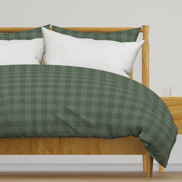Forest Green Plaid Bedding - Plaid by dept_6 - Autumn Fall Winter Plaid  Cotton Sateen Duvet Cover OR Pillow Shams by Spoonflower