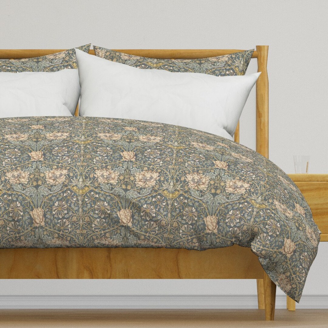 Arts and Crafts Bedding Morris Neutral by Peacoquettedesigns English Garden Cotton Sateen Duvet