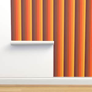 Orange Ombre Non-Pasted Wallpaper - 70's Graphic Stripes by yesterdaycollection - Retro Stripe  Wallpaper Double Roll by Spoonflower