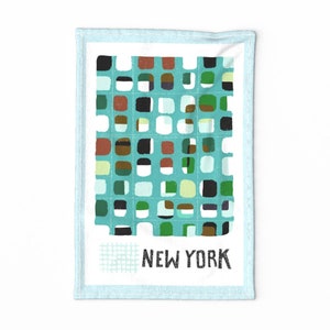 New York City Tea Towel - New York City by ottomanbrim - Nyc Manhattan Grid Midcentury Modern Linen Cotton Canvas Tea Towel by Spoonflower