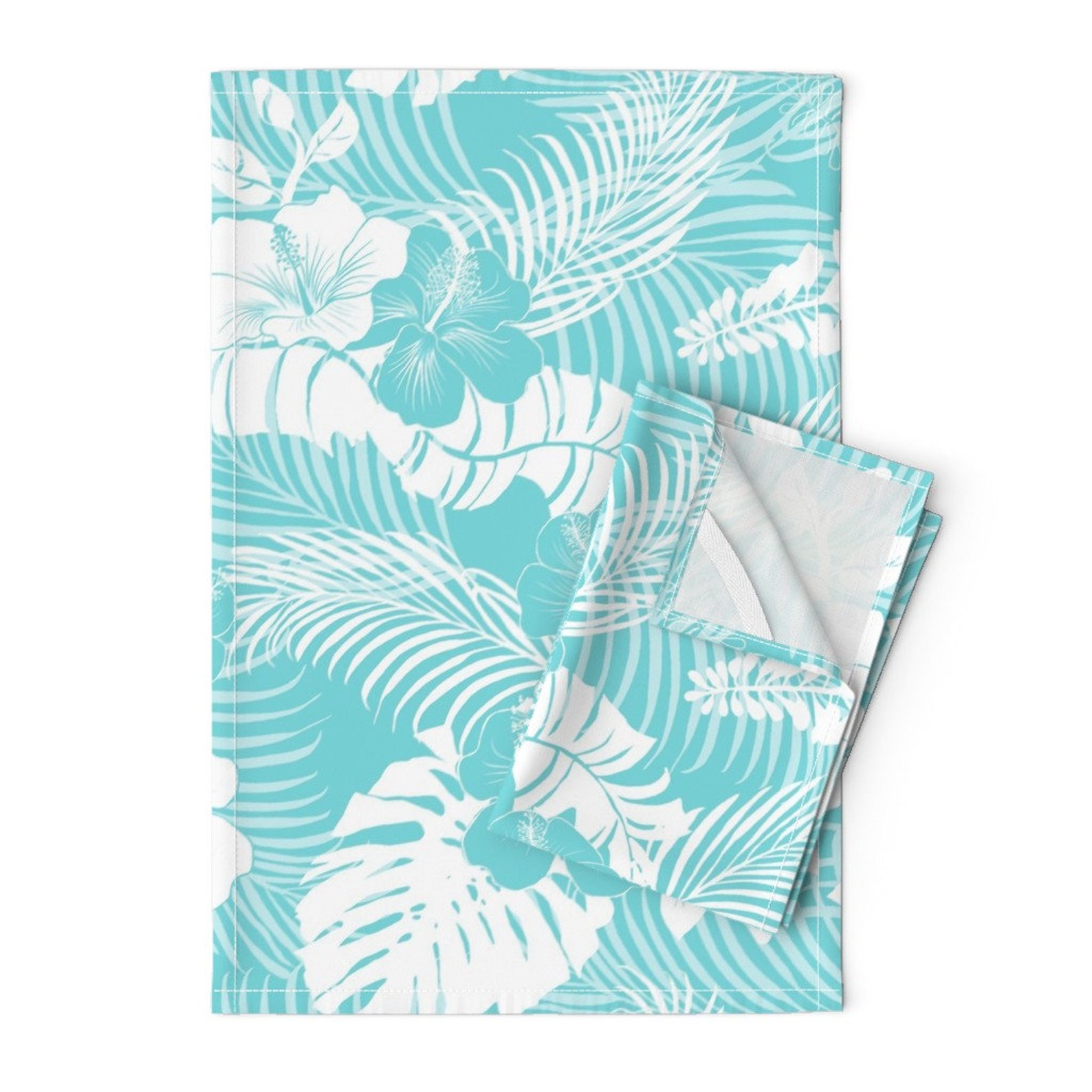 Tropical Tea Towels set of 2 Aloha Nui Light Turquoise by Etsy