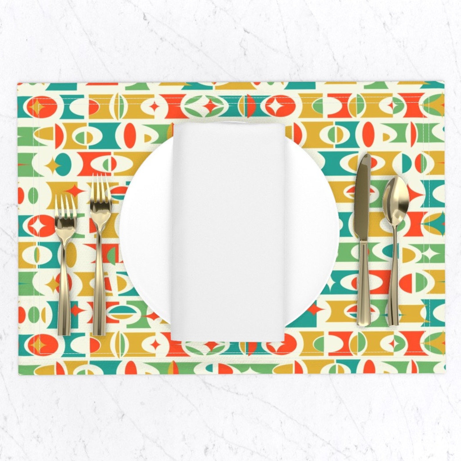 Mid Century Modern Placemats set of 2 Galactic Semaphore Etsy