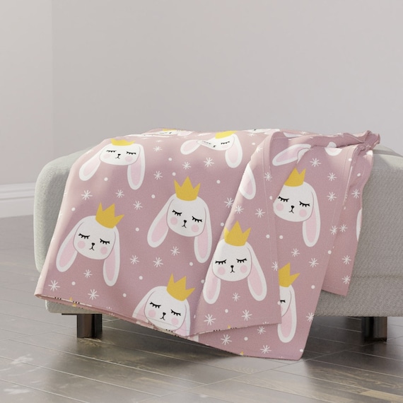 Bunny With Crown Throw Blanket Mauve Bunny Princess by