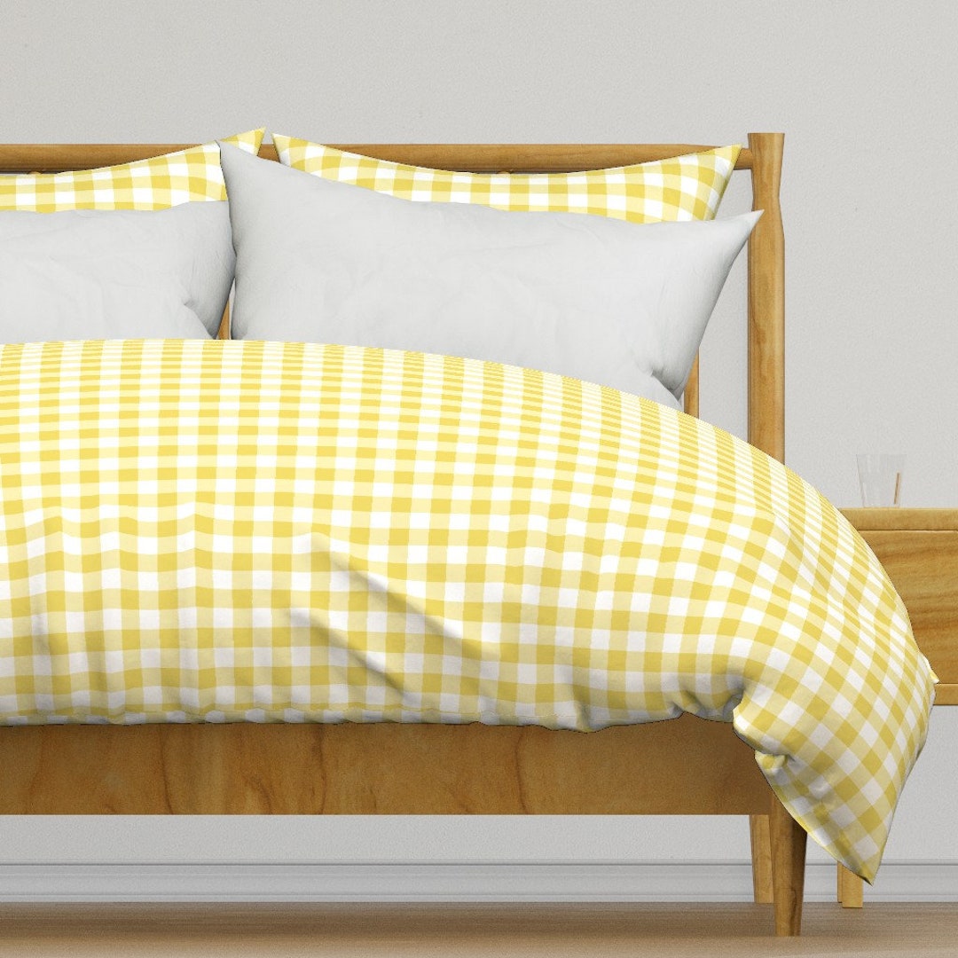 Plaid Duvet Cover Gingham Yellow by Littlerhodydesign Etsy