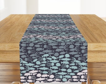 Ombre Blush Fish Table Runner - Fish School by denesannadesign - Fish Water Home Decor Squid Cotton Sateen Table Runner by Spoonflower