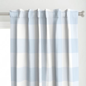 Blue Curtain Panel - Powder Blue Gingham  by dept_6 -  Gingham Check Large Scale Classic Buffalo Check Custom Curtain Panel by Spoonflower