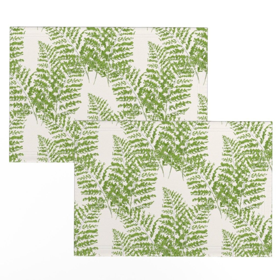 Painterly Ferns Placemats set of 2 Feathery Ferns on Ivory Etsy